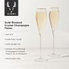 Crystal Gold-Rimmed Champagne Flutes ViskiÂ®