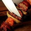 4 Pcs BBQ Tools Set Stainless Steel w/ Wooden Handles Barbecue Outdoor Utensils Grill Accessories Including Spatula Fork Knife Tongs