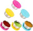 Salad Dressing Containers To Go;  6x1.5 oz Stainless Steel Food Containers with Lids;  Small Silicone Dipping Sauce Cups Toddler Snack Containers