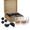 Crystal Liquor Glass, Ice Sphere Wood Box ViskiÂ® (Set of 8)