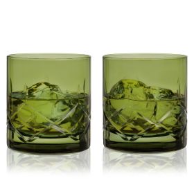 Admiral Cut Crystal Green Rocks Glasses ViskiÂ® (Set of 2)