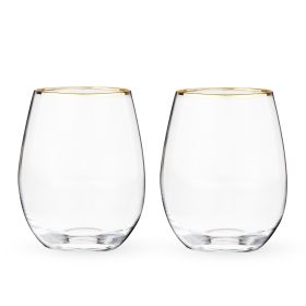 Gilded Stemless Wine Glasses TwineÂ® (Set of 2)