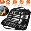 Stainless Steel BBQ Grill Tool Kit Grilling Utensil Accessories w/ Spatula Tongs Fork Knife
Brush Pepper Salt Shaker Bottle Grilled Skewers Corn Need