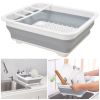 Collapsible Dish Drying Rack Folding Dish Draining Board Dinnerware Basket w/ Utensil Holder Drainer Board