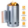 10.8x6.7in BBQ Charcoal Chimney Starter Coal Fire Starter Charcoal Can Grill Lighter Quick Rapid Fire Briquette Starter with Wooden Handle