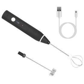 Electric Milk Frother USB Rechargeable Egg Beater Handheld Milk Foam Maker Mixer Coffee Stirrer with 3 Speeds 2 Whisk Heads