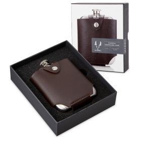 Harrison Flask with Traveling Case in Leather and Stainless Steel ViskiÂ®