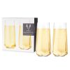 Seneca Crystal Faceted Stemless Flute Glasses ViskiÂ® (Set of 2)