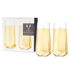 Seneca Crystal Faceted Stemless Flute Glasses ViskiÂ® (Set of 2)