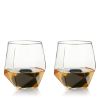 4-Piece Faceted Tumbler & Hexagonal Basalt Stone Set by Visk