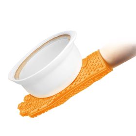 BBQ Gloves 446℉Heat Resistant BBQ Grill Gloves with Meat Claws Silicone Non-Slip Pot Holder Waterproof Oven Mitt for Roasts BBQ Cooking Baking (Option: Orange)