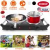2000W Electric Dual Burner Portable Coil Heating Hot Plate Stove Countertop RV Hotplate with 5 Temperature Adjustments Portable Handles