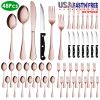 48-Piece Silverware Set Stainless Steel Flatware Cutlery Set Tableware Eating Utensils for 8 with Knife Fork Spoon Dishwasher Safe for Home Kitchen Re