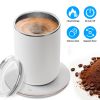 Auto Stirring Coffee Mug with Lid Temperature Control Self-Heating Automatic Magnetic Mixing Mug with 3 Heat Settings Auto-Off Function For Coffee Tea