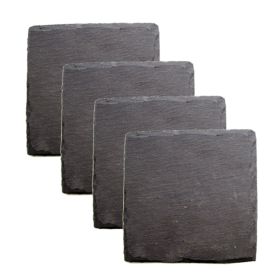 Square Slate Coasters by Twine (Color: Black)