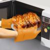 BBQ Gloves 446℉Heat Resistant BBQ Grill Gloves with Meat Claws Silicone Non-Slip Pot Holder Waterproof Oven Mitt for Roasts BBQ Cooking Baking