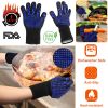BBQ Gloves 1472°F Heat Resistant Grill Gloves Anti-slip Carbon Fiber BBQ Gloves Oven Gloves Mitts For Barbecue Cooking Baking Welding Cutting