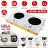 7000W Electric Double Ceramic Stove Electric Cooktop Hot Plate Infrared Countertop Burner 3500W+3500W with 11 Power Levels 0-4H Timer Portable Handle